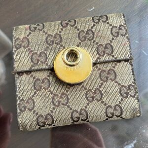 Used Gucci Beige GG Canvas Wallet